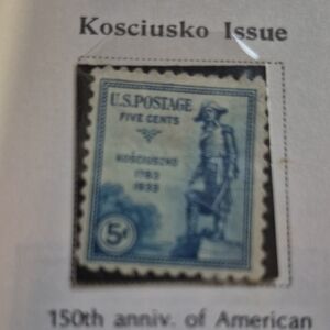 Vintage U.S. Postage 5 Cent Kosciuszko Blue Stamp